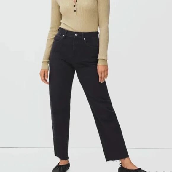 Everlane The Way High Jean Straight Leg Raw Hem in Black - Picture 1 of 8